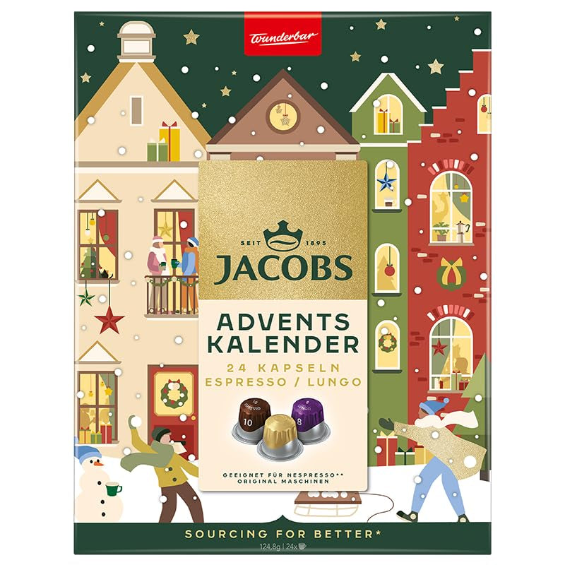 Jacobs Kapsel Adventskalender, 24 Espresso/Lungo Kapseln, Nespresso* compatibile Kaffee Kapseln, 24 Kapseln