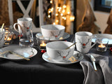 CreaTable, 21498, serie Luna Hirsch, set di stoviglie da 18 pezzi per 6 persone, set da colazione in porcellana, lavabile in lavastoviglie e adatto al microonde, produzione di qualità