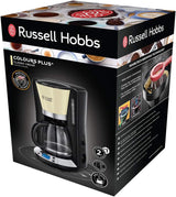 Caffettiera Russell Hobbs [Timer digitale, soffione doccia per estrazione e aroma ottimali] Colors+ Creme (da 1 a 10 tazze, caraffa in vetro da 1,25 litri, piastra riscaldante, 1100 W) Caffettiera con filtro 24033-56