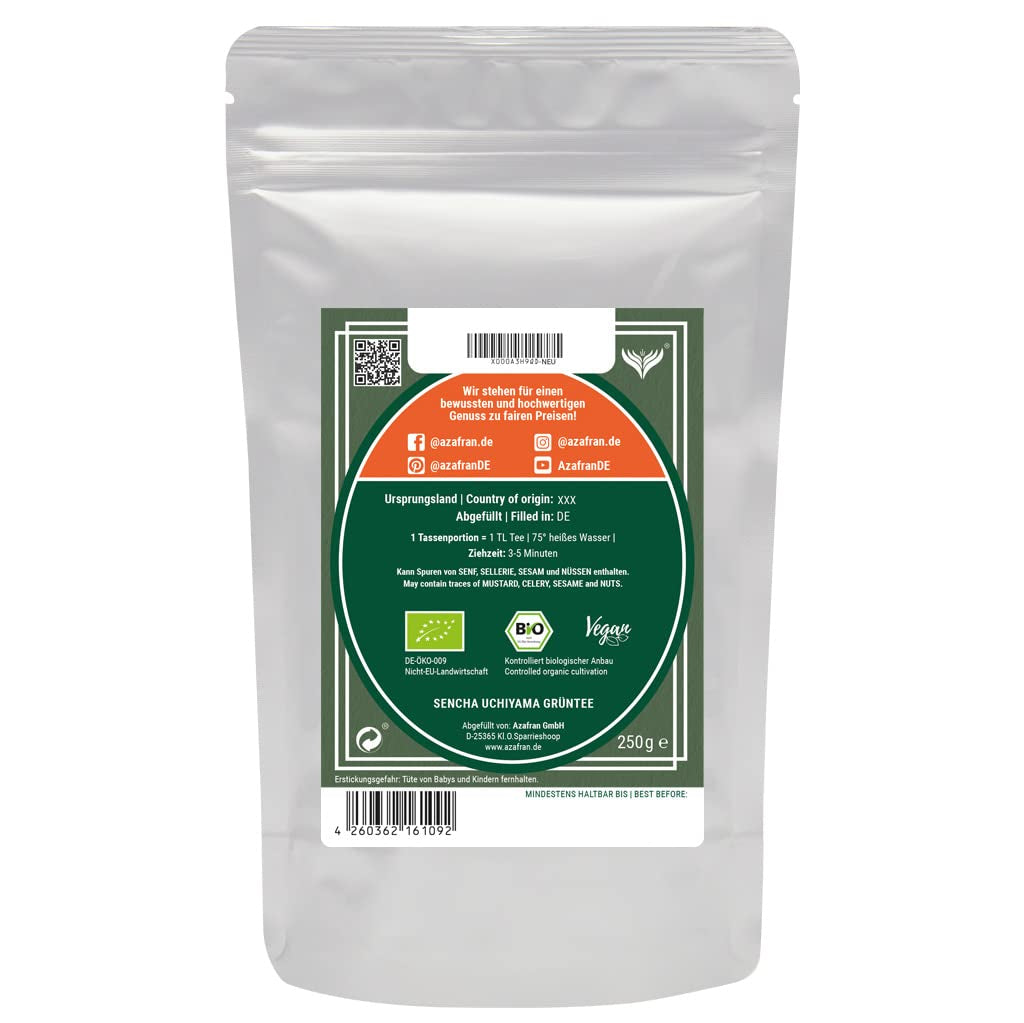 Tè verde Azafran - Tè verde Sencha biologico tagliato sfuso - Uchiyama originale dal Giappone 250 g