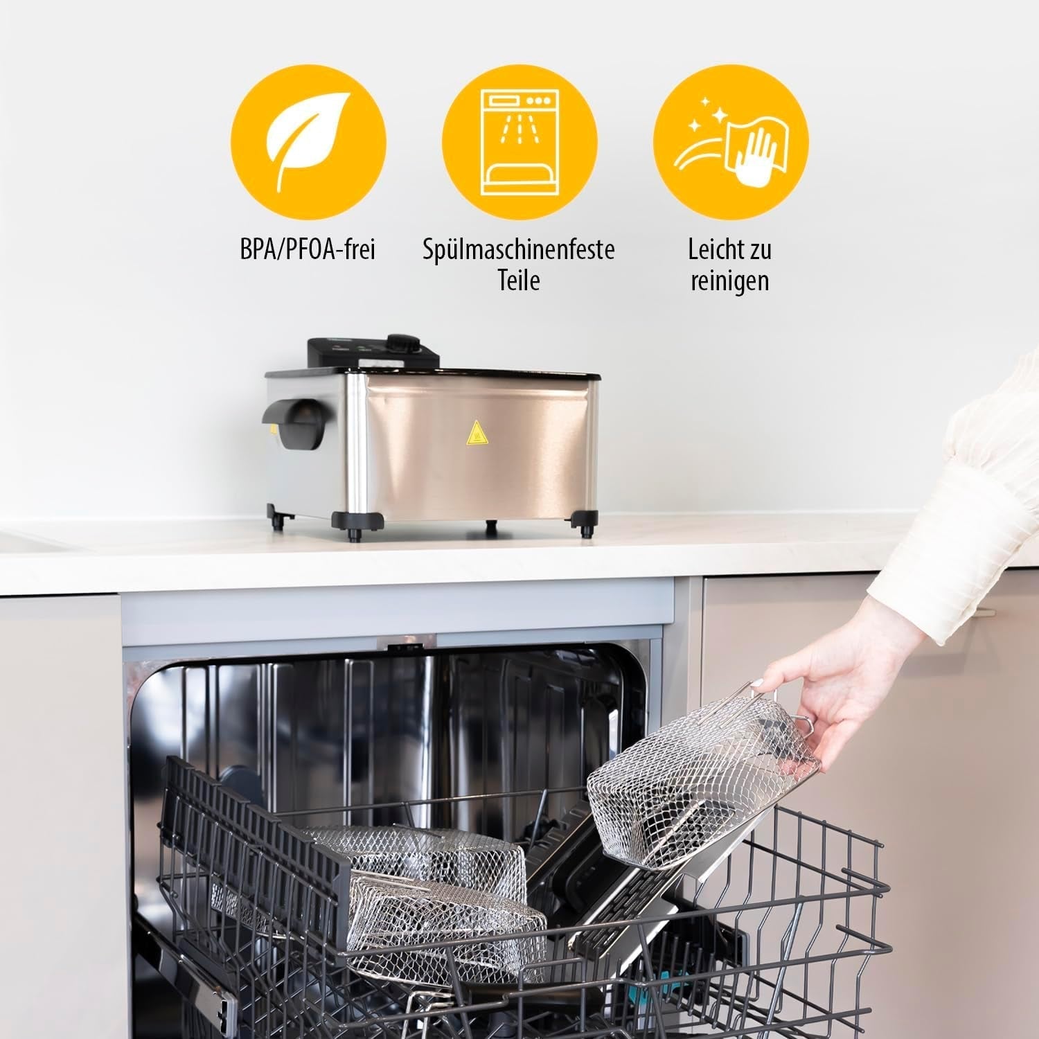 Friggitrice Tristar, 1 cestello grande e 2 cestelli piccoli, termostato regolabile, zona di raffreddamento, 5 litri, 2000 W, FR-6949 Elettrodomestici Naty Shop