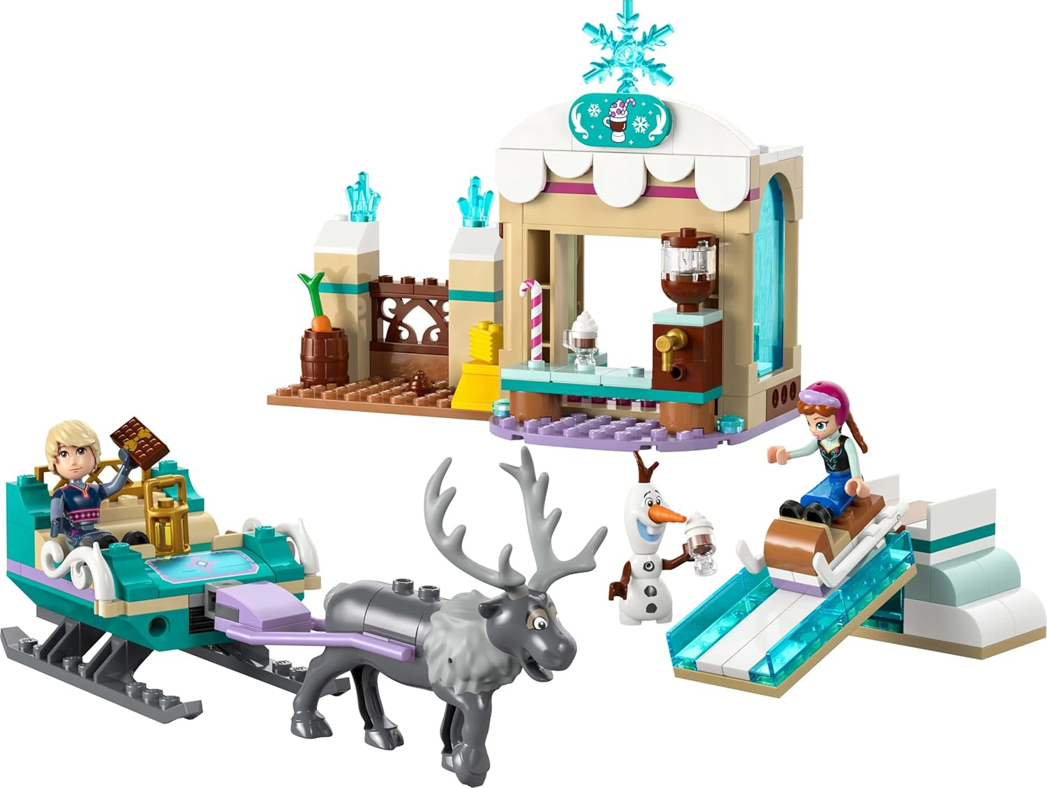 LEGO® Disney Frozen: Avventura sulla slitta di Anna, set da gioco costruibile e fantasy, supporto di cioccolato con mini bambole Anna, Kristoff, Olaf e Sven, principessa giocattolo per ragazze dai 4 anni 43256 Set da costruzione Besuche den LEGO-Store