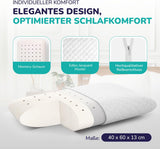 ZenPur Cuscino per Collo Ortopedico 40x60-13 cm, Cuscino per la Testa in Memory Foam - Cuscino per il Sonno ergonomico per Collo e Spalle, Certificato Oeko-TEX