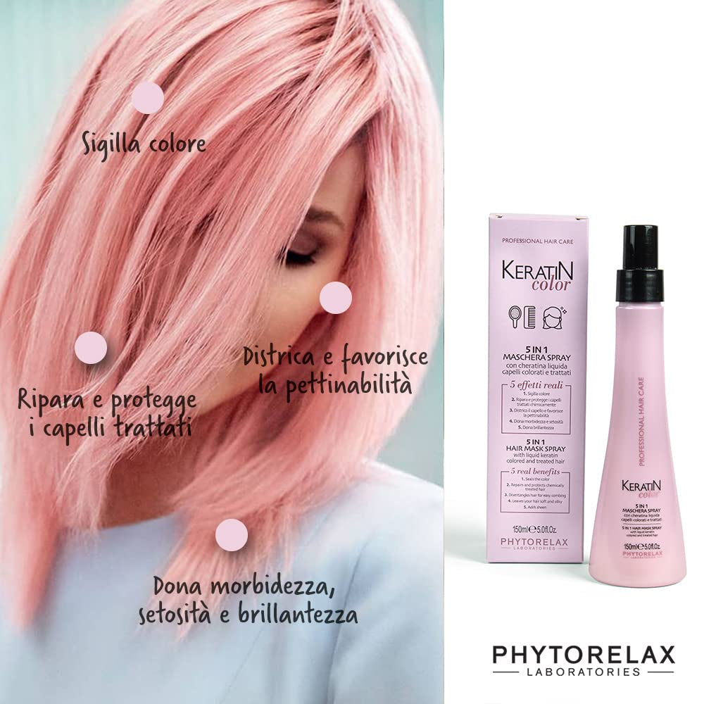 Phytorelax maschera per capelli spray 5in1 - 1 ml - Senza siliconi, senza parabeni - Idratazione - Capelli secchi, capelli ricci Naty Shop maschera per capelli