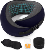 Cuscino per collo da aereo, Cuscino da viaggio in memory foam, Cuscino per collo per adulti, Cuscino da aereo regolabile e lavabile, Cuscino da viaggio ergonomico (Grigio) Cuscini ortopedici cervicali Naty Shop Navy