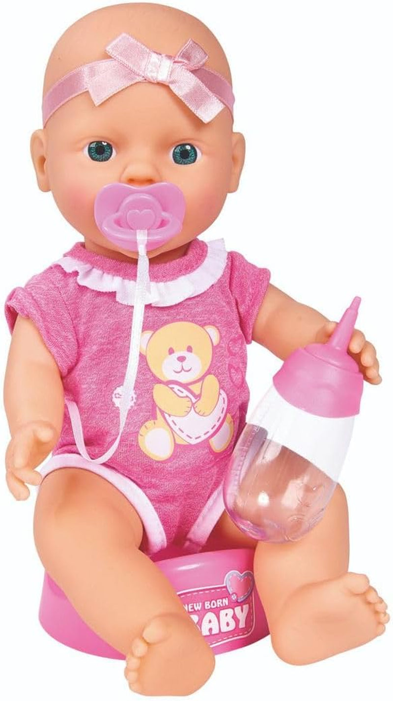 Simba 105030069 - New Born Baby Doll, bambola in vinile con funzione di bere e mangiare, con certificato di nascita e accessori, 4 pezzi, 30 cm, bambola, da 3 anni Naty Shop Dolls