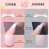 Set di 240 unghie quadrate sfumate, unghie artificiali sfumate bianche nude per colla con penna a olio, unghie finte naturali medie ombre per donne fai da te (Nude Square)