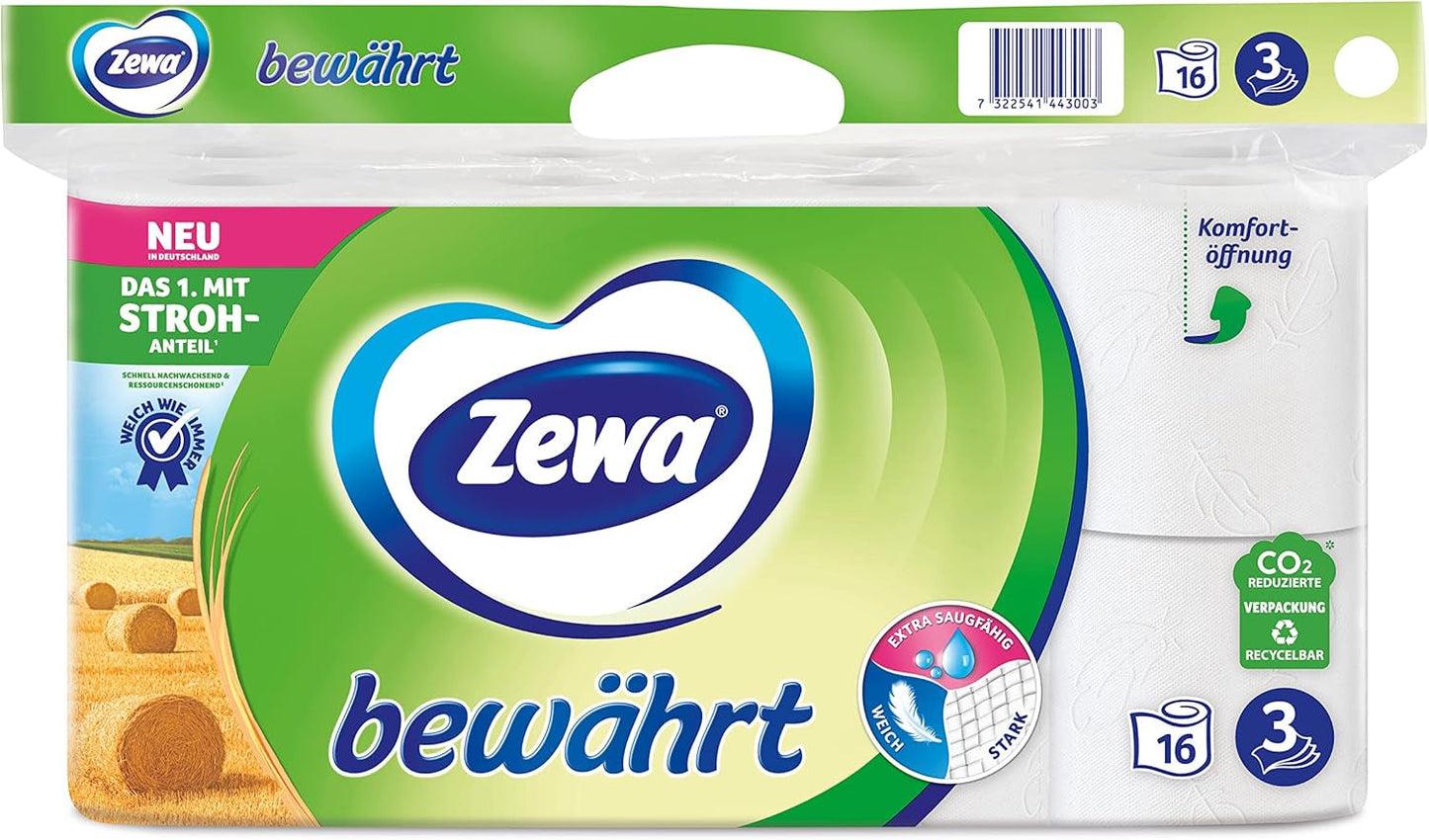 Zewa Proven - 48 rotoli - La prima carta igienica con contenuto di paglia - 3 strati