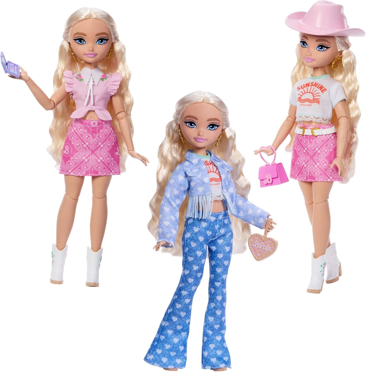Set Barbie Dream Besties Festival Looks, con la bambola Barbie Malibu con lunghi capelli biondi per lo styling e oltre 10 vestiti e accessori rimovibili, JGH87