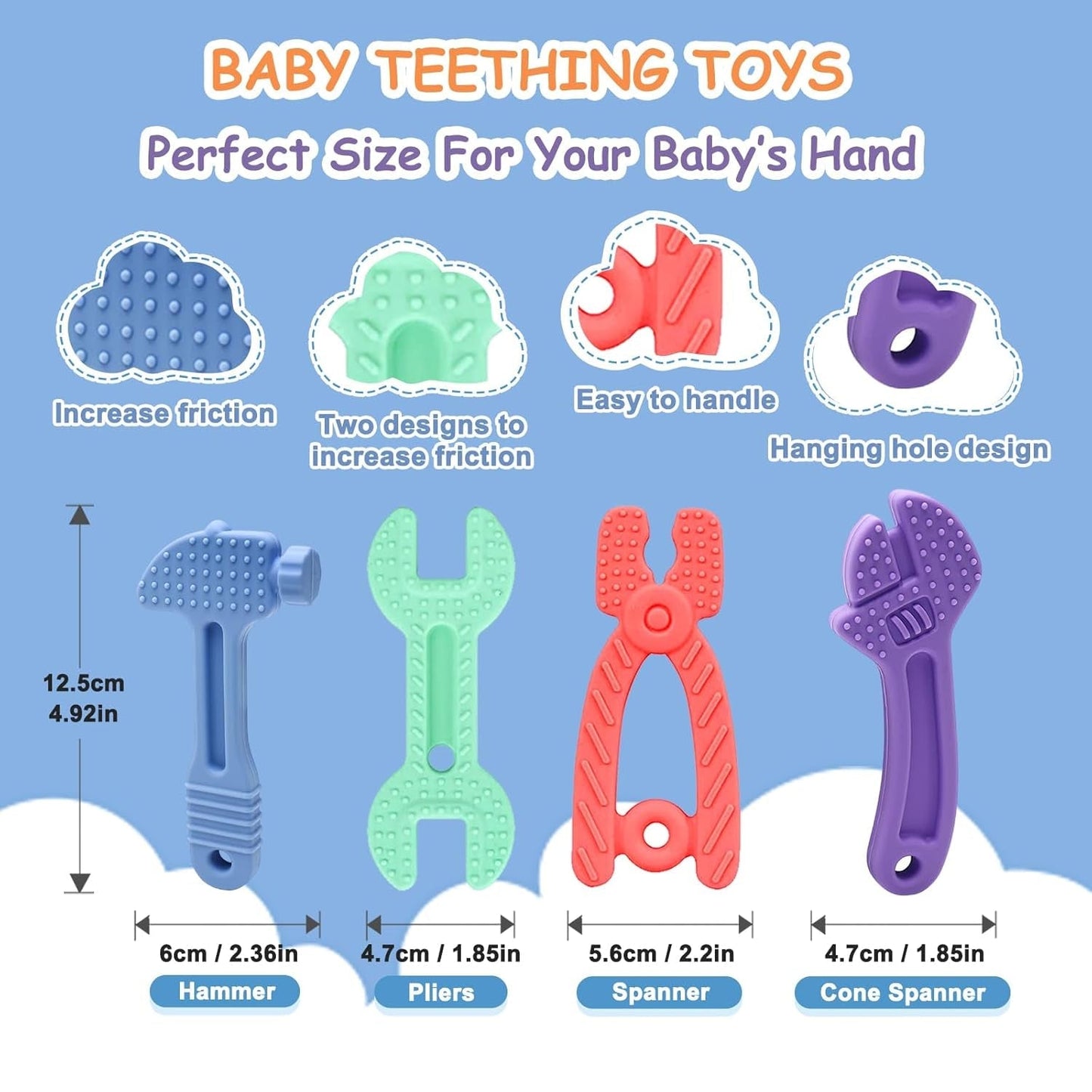 Massaggiagengive per bambini [Originale] - Giocattolo per massaggiagengive in silicone, fantastico massaggiagengive, ausilio per la dentizione, senza BPA | Giocattoli, accessori e regali per bambini dai 3 mesi in su | Confezione da 4