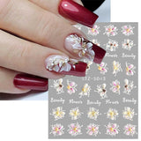 JMEOWIO 3D Nagelsticker Frühling Blume Nail Art Sticker Selbstklebend Nagelaufkleber 5D Stereoscopic Blumen Dekoration Nageldesign Zubehör 4 Blatt
