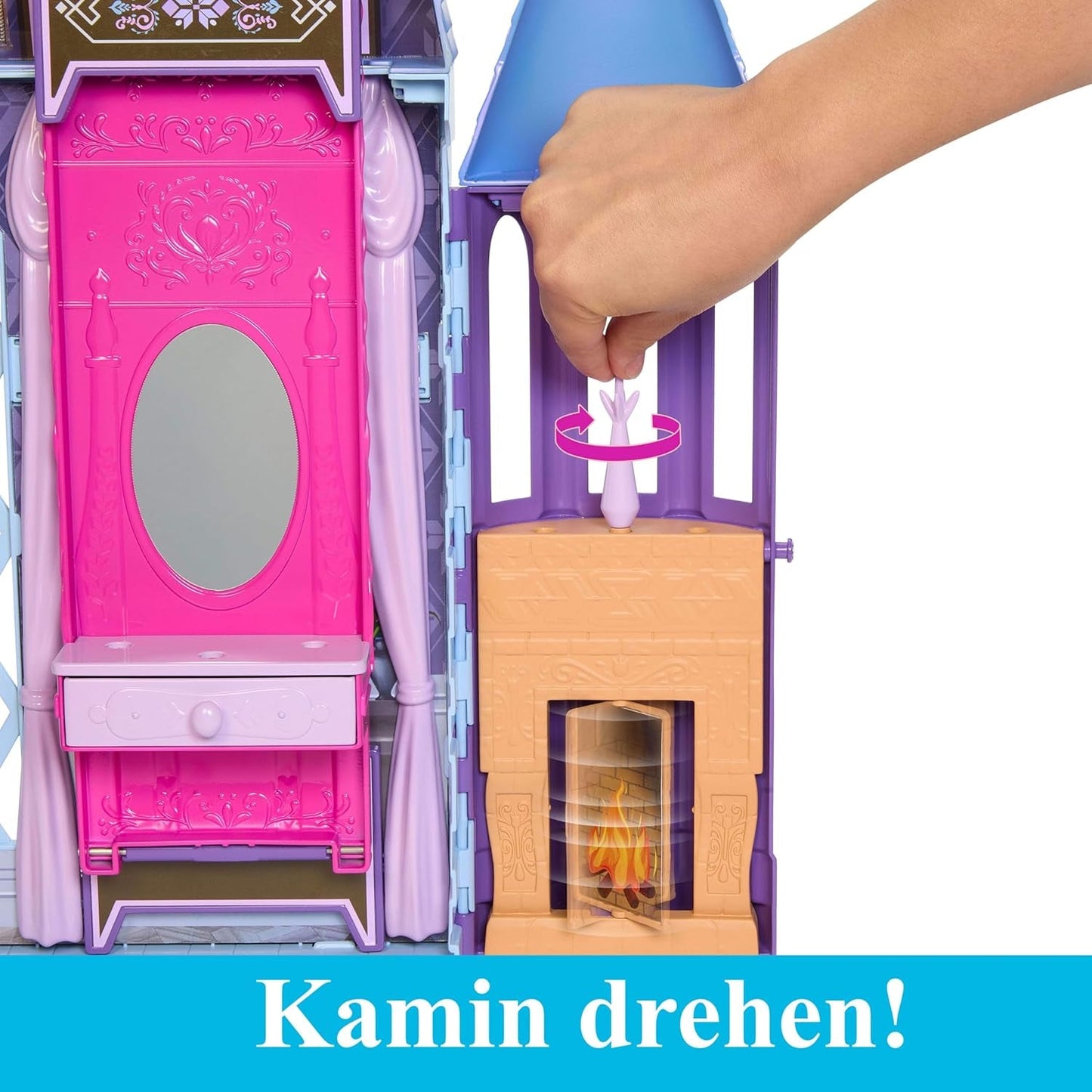 Mattel Disney Frozen - Casa delle bambole Castello Arendelle (60 cm+) con la bambola Elsa, 4 parchi giochi e 15 mobili e accessori Disney Frozen II, HLW61