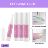 Unghie Finte a Copertura Completa 504 Confezione da 12 Misure Unghie Finte con Colla per Unghie Unghie Artificiali in Acrilico con Scatola di Immagazzinaggio per Saloni di Unghie e Nail Art Fai da Te per la casa (Quadrato)