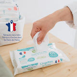 Salviette umidificate per neonati con acqua - senza profumo e allergeni - 9 pezzi - pelle normale e sensibile - pulisce e lenisce - 100% fibre naturali - prodotto in Francia - 522 salviette