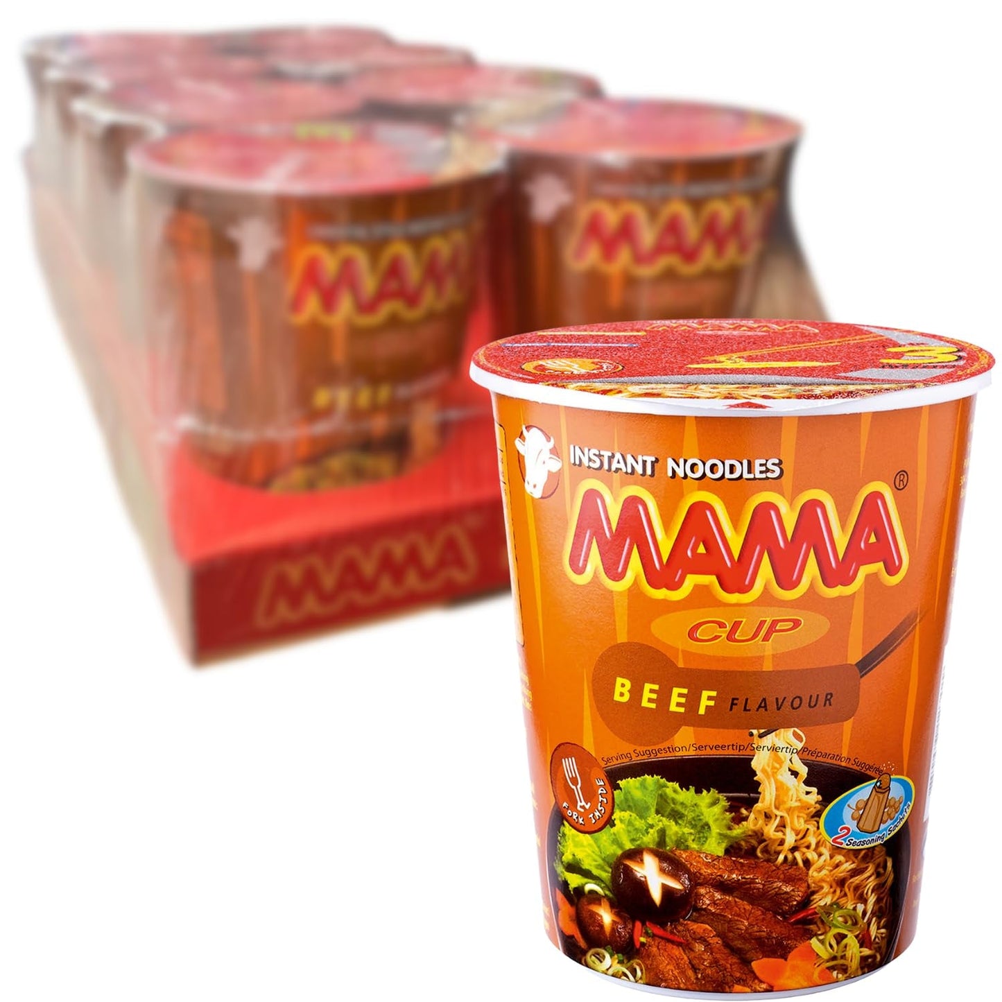 MAMA - Tagliatelle istantanee con manzo in coppe - Confezione multipla (8 x 70g)