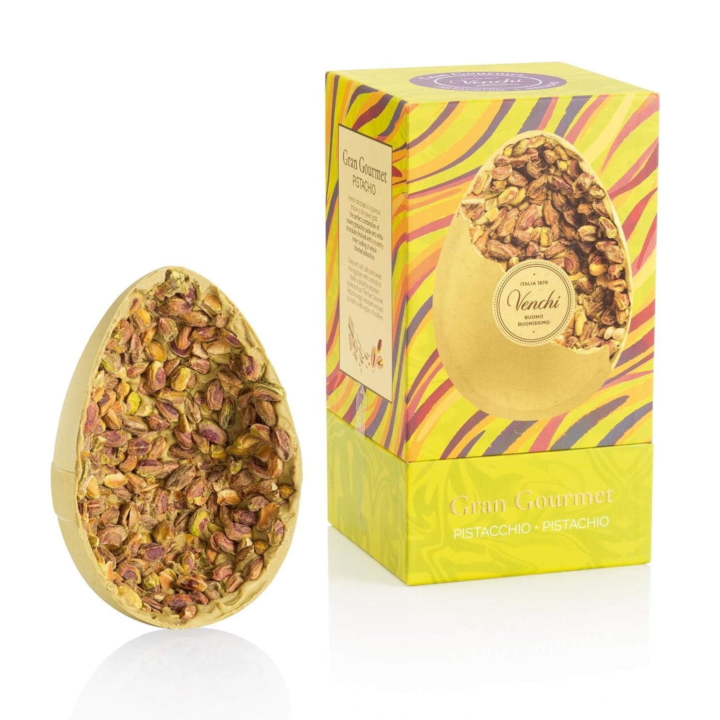 Venchi - Uovo di cioccolato, gusto pistacchio, con pistacchio intero, con sorpresa, senza glutine, 500g, collezione Pasqua, idea regalo