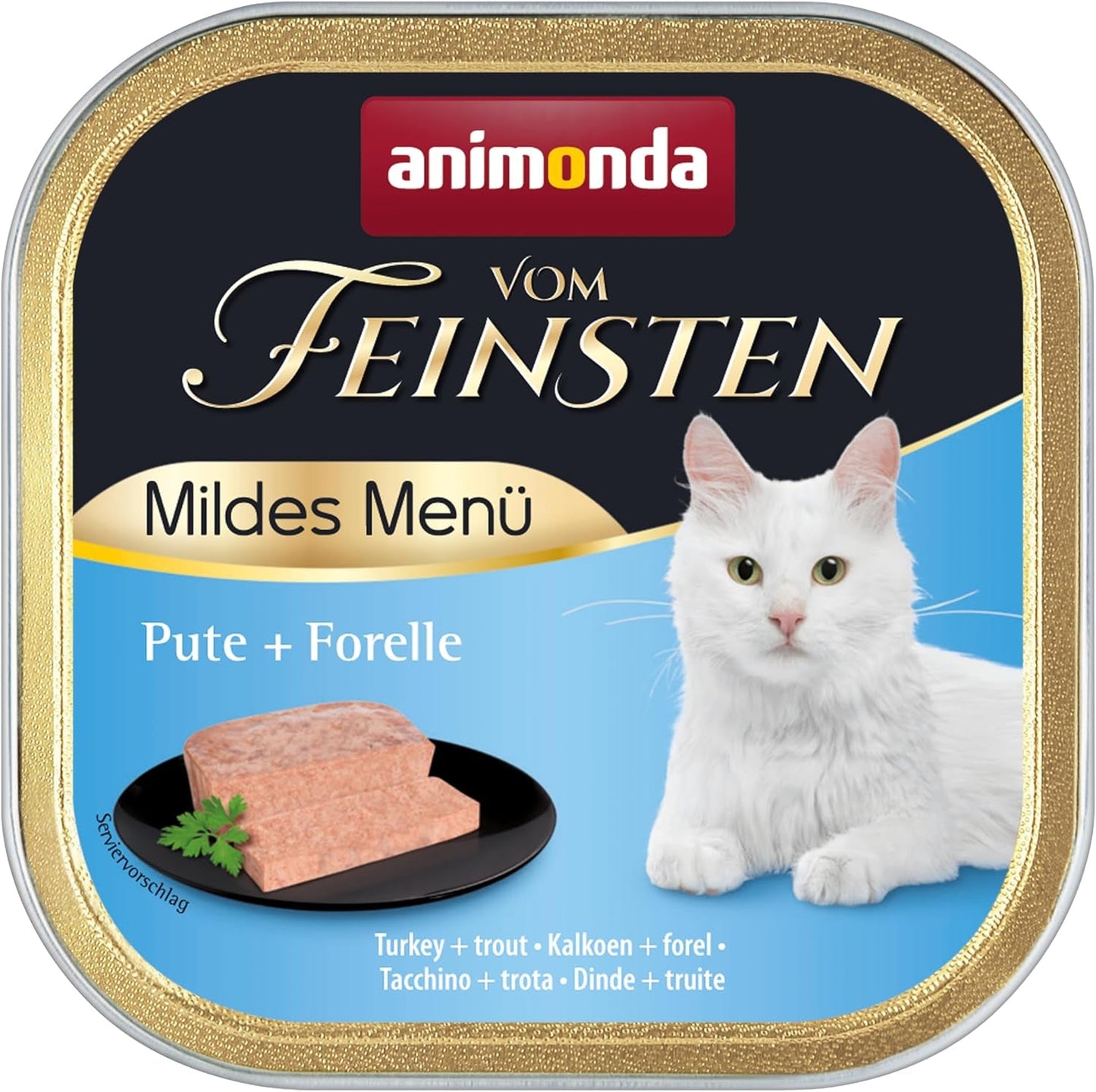 animonda vom Feinsten Mild Menu Mild Variety (32 x 100g), cibo umido per gatti senza cereali e senza zucchero, cibo facilmente digeribile con carne di tacchino