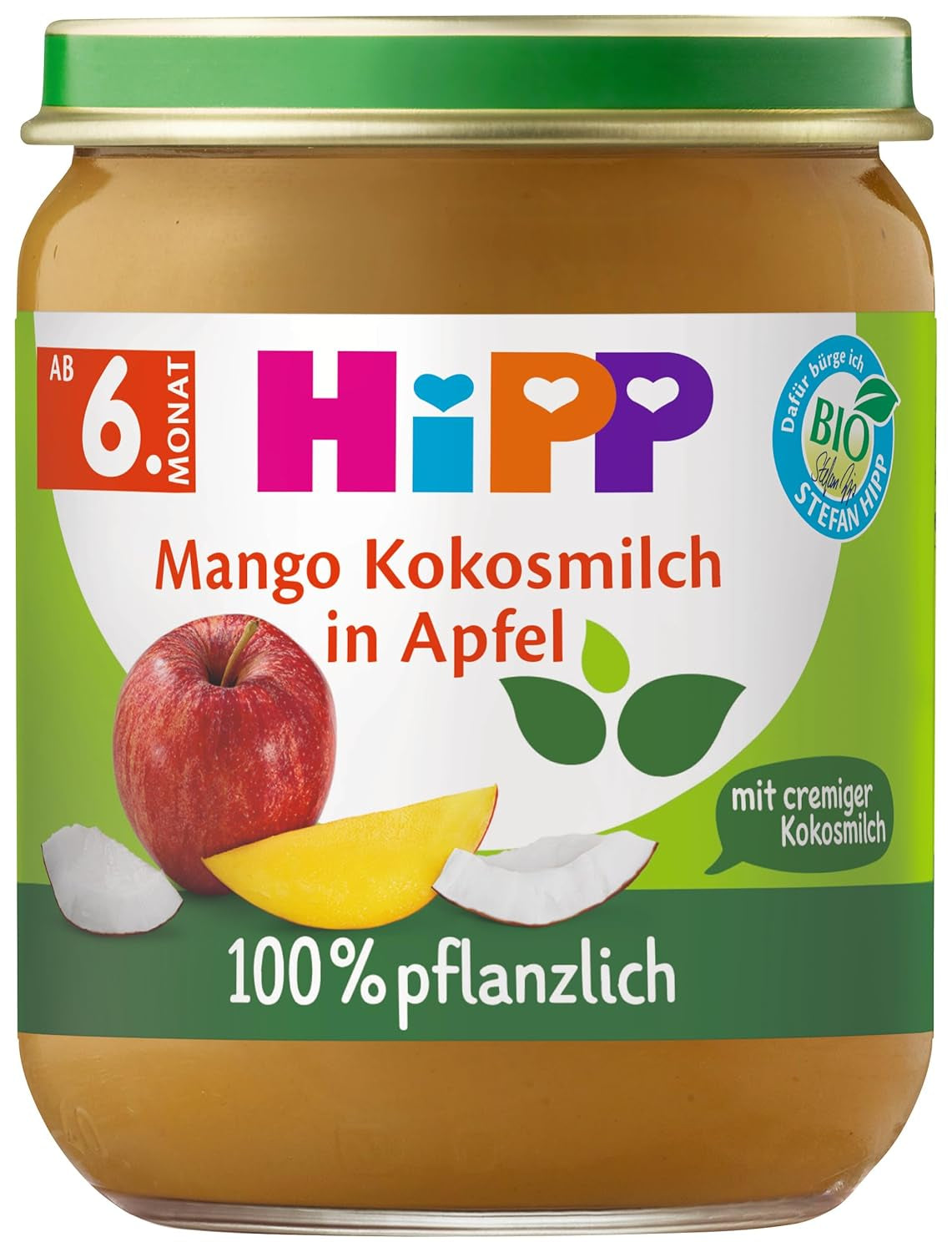 HiPP Latte di cocco biologico alla mela di mango, confezione da 6 (6 x 160 g)