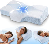 Cuscino per il collo in memory foam Cuscino ortopedico ergonomico per dolori al collo e alle spalle - Cuscino rinfrescante per chi dorme sul fianco, sulla schiena e sullo stomaco con supporto per il collo Cuscini ortopedici cervicali Naty Shop 01-Blu Dimensioni standard (25 * 16 * 4.2/5.3) 01-Blu Dimensioni standard (25"*16"*4.2"/5.3")