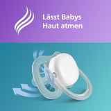 Succhietti Philips AVENT ultra air - Succhietti leggeri e traspiranti per bambini da 0 a 6 mesi, senza BPA, con custodia per il trasporto come sterilizzatore, confezione da 2, modello SCF085/24