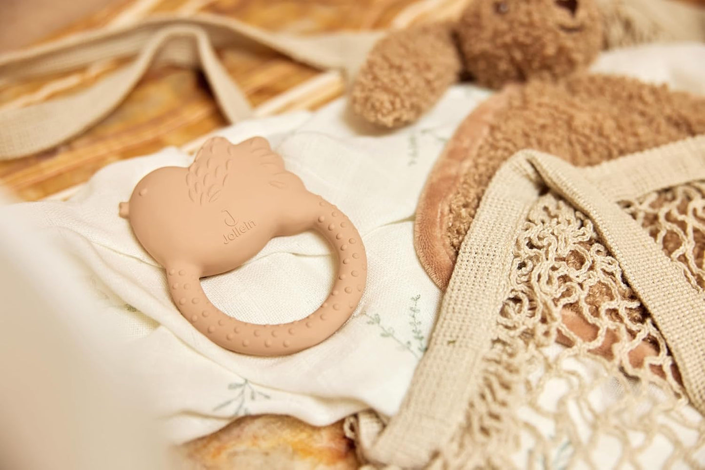 Jollein Massaggiagengive in Gomma Naturale - Bellissimi Uccelli - Massaggiagengive per Bambini - Ausilio per la Dentizione - Innocuo e Senza BPA - Giocattolo per Bambini