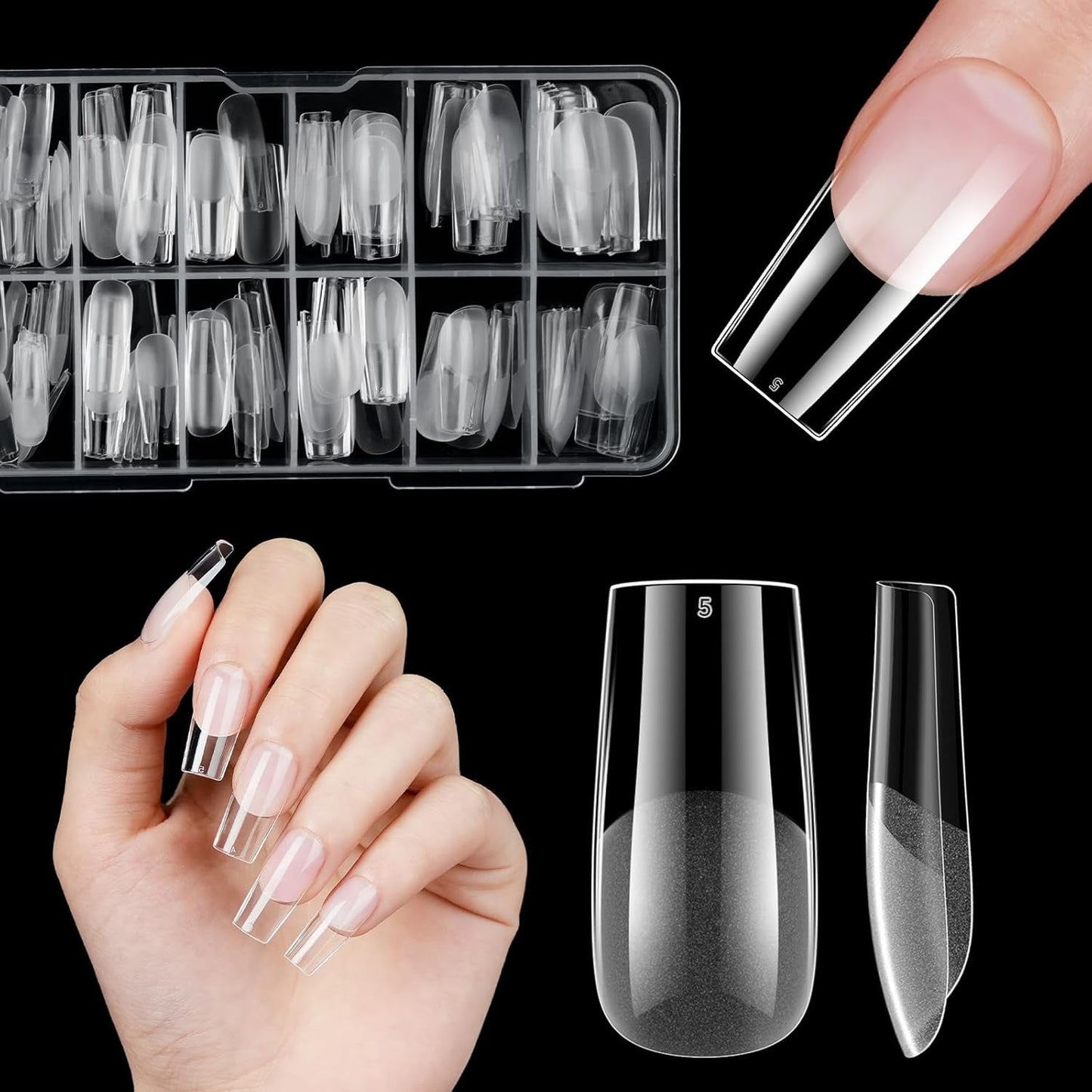 Unghie finte corte Ballerina 120 pezzi Colla su 12 misure Unghie artificiali corte Gel morbido Copertura completa Punte per unghie per unghie corte in gel S