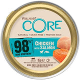 Wellness CORE 98% 12 x 85g, Pollo e Salmone - Cibo umido per gatti, patè denso, senza cereali, naturale, ipoallergenico, ricco di proteine, ricco di carne