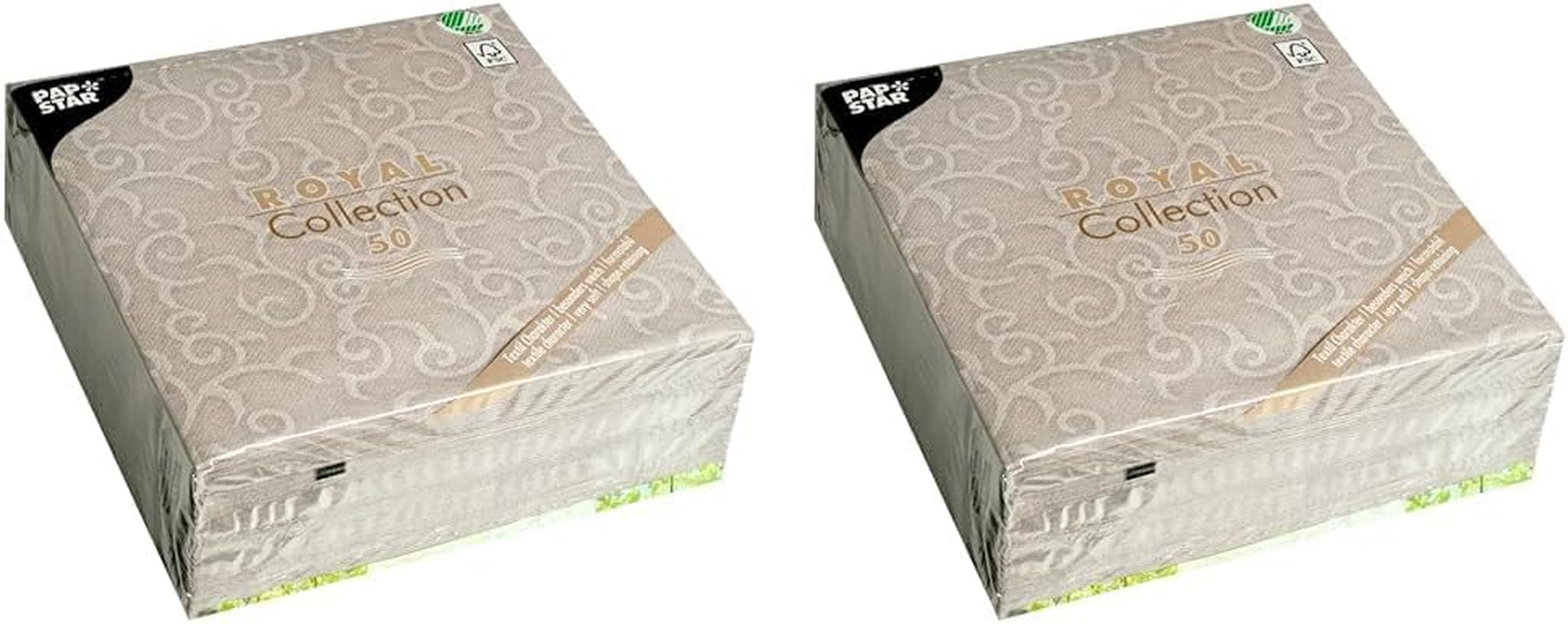 Papstar, 50 tovaglioli "ROYAL Collection" piega 1/4 40 cm x 40 cm grigio "Casali", #84889 (confezione da 2)