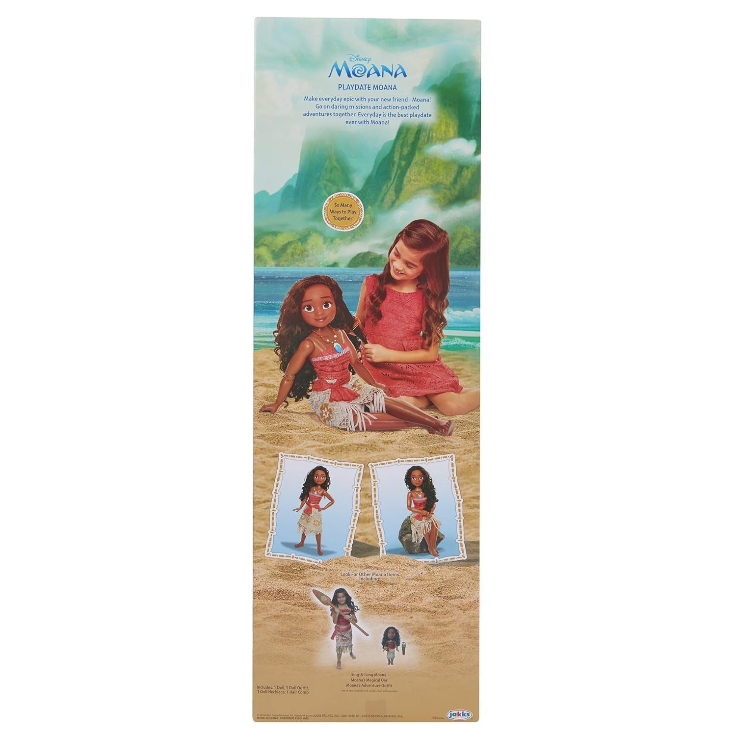 Disney Princess Vaiana, bambola da gioco da 80 cm, di Jakks Pacific, bambola mobile con spazzola per pettinare i riccioli ondulati, abito ispirato al film, collana con ciondolo staccabile Bambole Naty Shop