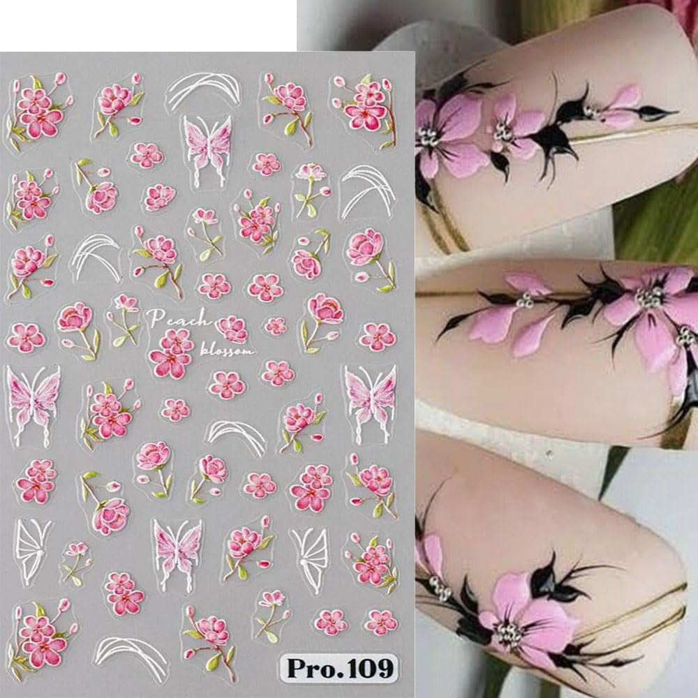 5 pezzi Geprägte Gänseblümchen Nagelsticker Selbstklebend Blumen Nagelaufkleber Gänseblümchen Schmetterling Nagel Sticker Nageldesign Aufkleber Nägel Zubehör Blume Nail Sticker Flower Nail Art Stickers