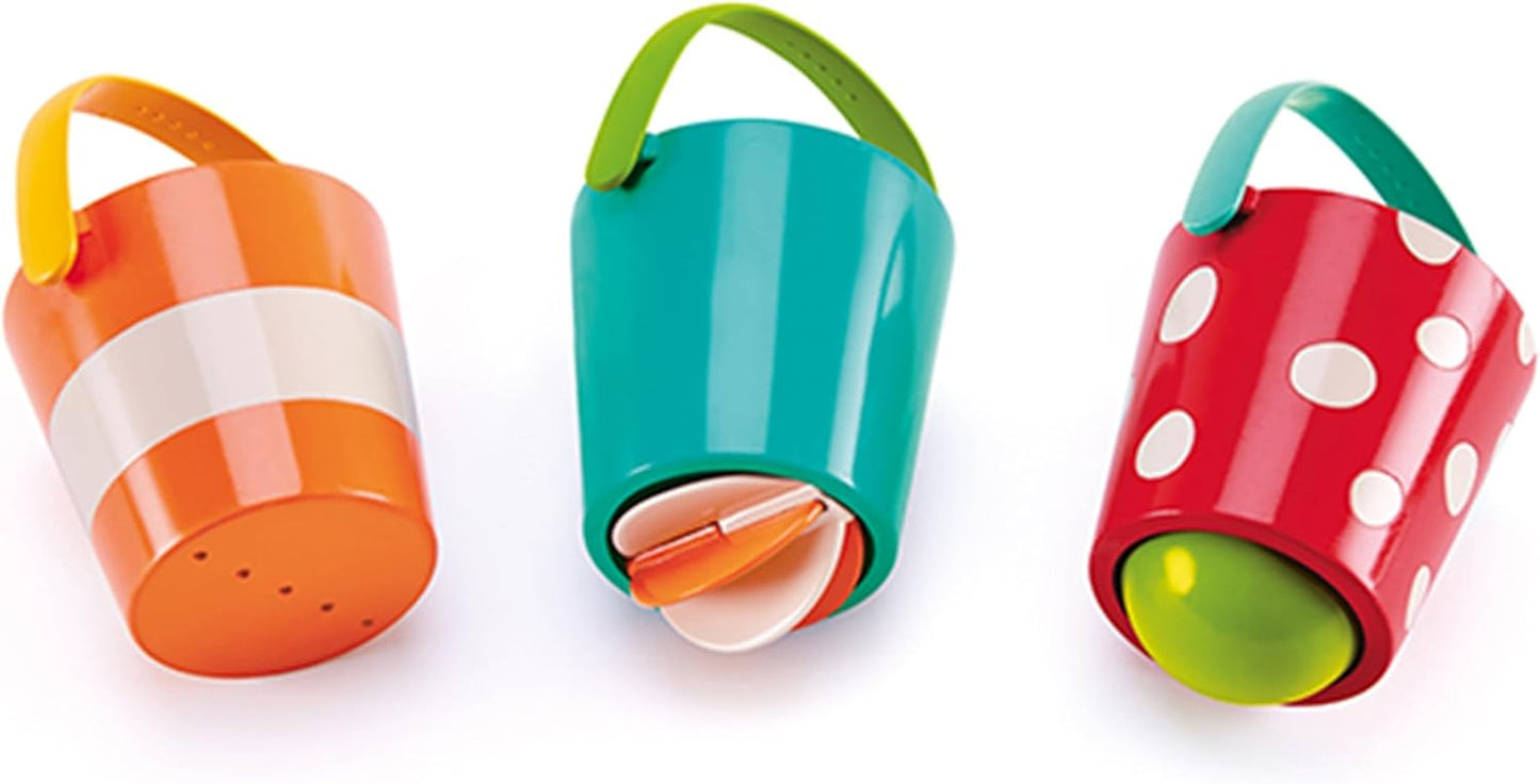 Set secchielli colorati Hape | Giocattolo da bagno con ruota idraulica in tre pezzi per bambini piccoli, multicolore Bebe Naty Shop Toys Titolo predefinito
