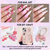 Makartt Gel adesivo per strass - Set di colla UV per unghie da 15 ml con ciondoli per unghie rosa Cuore Cerchio Gioielli per unghie e accessori per design delle unghie per manicure domestica Regalo di San Valentino