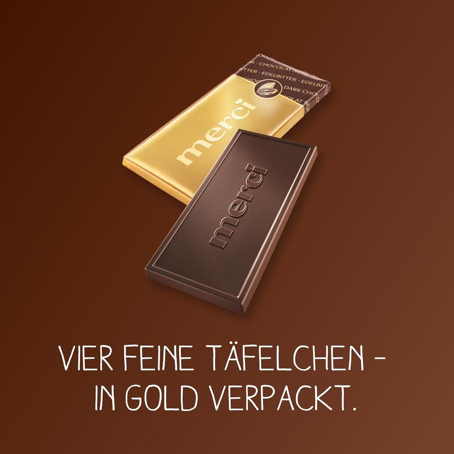 Tavolette di cioccolato fondente 72% – 5 x 100 g – Quadretti di finissimo cioccolato fondente – Cioccolato avvolto in lamina d'oro