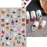 JMEOWIO Adesivo per unghie Halloween Süßer Geisterkürbis 9 Blatt Nail Art Sticker Selbstklebend Nagelaufkleber Dekoration Nageldesign Zubehör