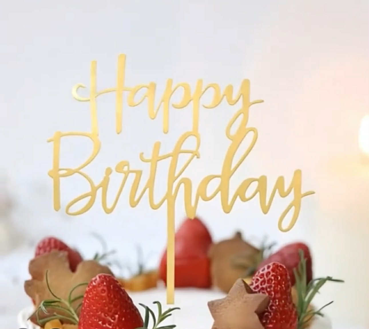 Decorazione topper buon compleanno - acrilico dorato non commestibile, perfetto per torte