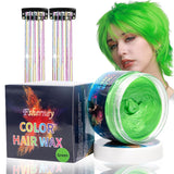 Tintura Per Capelli Verde Temporanea - Cera Colorante Per Capelli, Tonalità Per Capelli Per Uomo Donna, Pomata Per Capelli Naturale, Cera Colorante Per Capelli Con Clip Colorate Per Tinture Per Capelli Pazzesche Per Feste (4,23 Once, Verde) Naty Shop Tintura Per Capelli Verde 1G (1 Confezione)