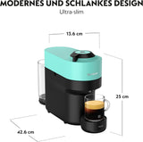 Macchina per caffè espresso con capsule Nespresso Krups Vertuo Pop, capacità: 560 ml, riconoscimento automatico delle capsule, sistema one-touch, 4 dimensioni di tazza, tempo di riscaldamento ridotto, sostenibile, Aqua Mint, XN9204