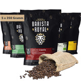 Set Degustazione Caffè in Grani Interi 5 x 350g | Pacchetto Discovery Chicchi di caffè in set regalo | Arabo | Commercio equo e solidale | Vegano | Ideale per macchine da caffè automatiche, macchine da caffè con filtro, macchine da caffè pour-over e French Press | BARISTA REALE