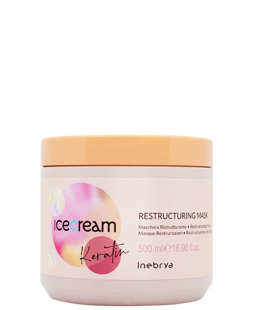 Maschera ristrutturante Keratin Ice Cream. Maschera ristrutturante per capelli 500 ml Naty Shop maschera capelli 500 Ml (1 confezione)