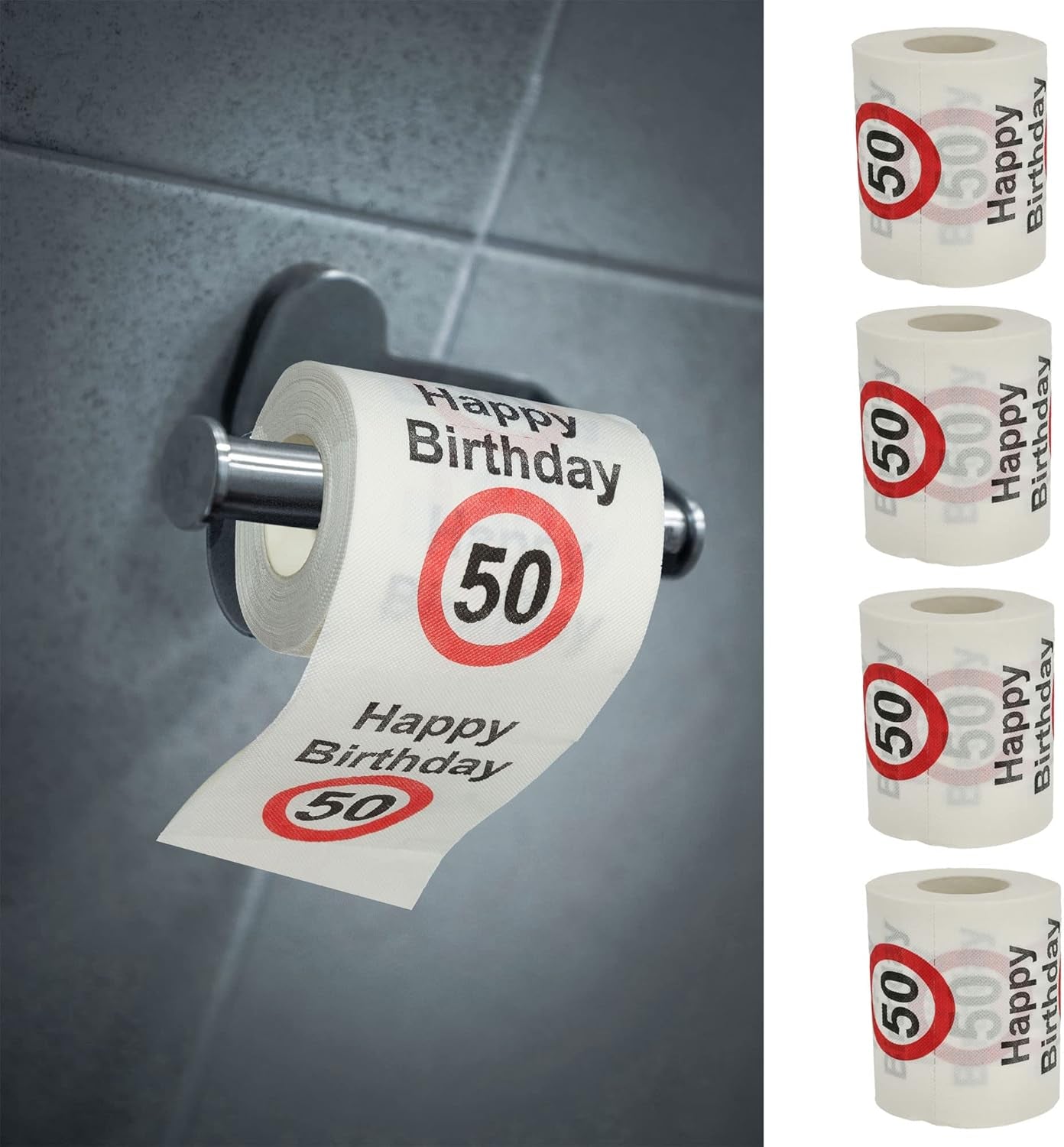 Set 4 carte igieniche "Buon 40° compleanno" │40° compleanno 24 metri 2 tessuti 180Gr/Qm │ Carta igienica motivo carta igienica (4 X carta igienica 40)