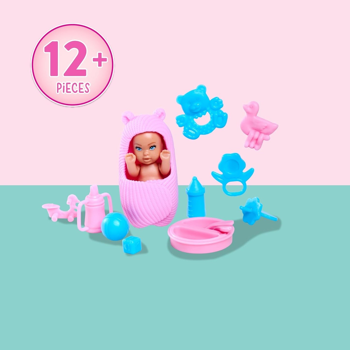 Simba Steffi Love Welcome Baby 29 cm Steffi incinta Confezione da 12 accessori per giochi di ruolo Bambola alla moda con bambola da 4 cm per bambini dai 3 anni in su