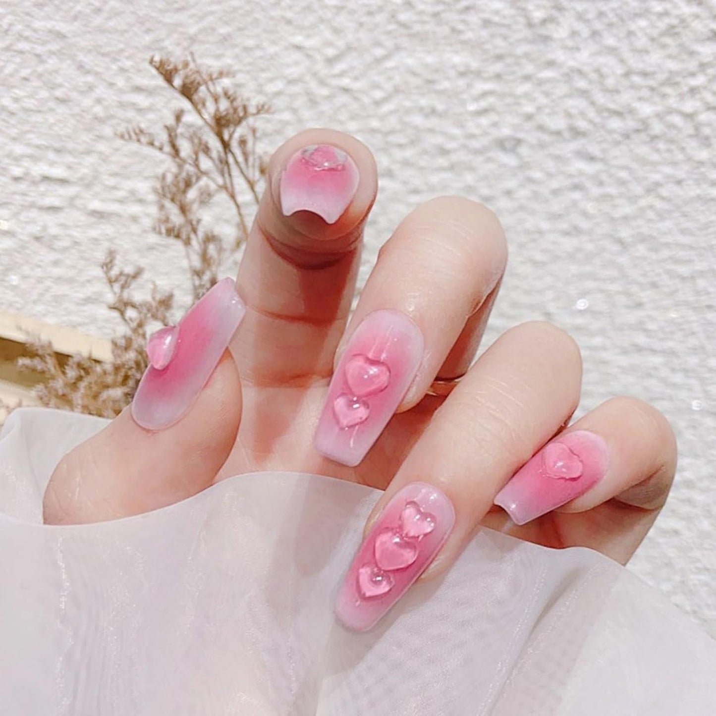Ciondoli per nail art a forma di cuore 3D, 320 pezzi di ciondoli per unghie in acrilico sottile, strasssteine ​​a forma di cuore con retro piatto 4Mm 6Mm 8Mm Decorazioni per la decorazione di decorazioni per donne e ragazze (4Mm 6Mm 8Mm)