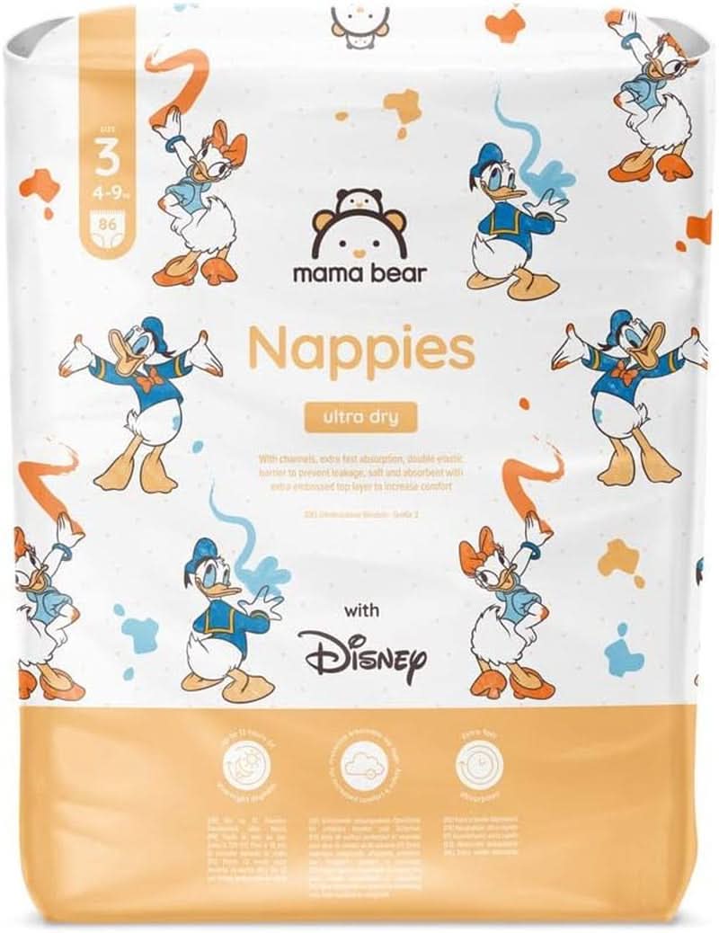 Mama Bear Disney Pannolini Ultra Dry Taglia 4 (8-14kg), Bianco, 84 Pezzi (1 Confezione) Naty Shop Taglia 3 (4-9kg) Confezione Singola