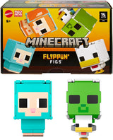 Mattel Minecraft Flippin' Figs Sheep and Chicken Confezione da 2 con personaggi di gioco 2 in 1, teste grandi e design pixel HXK17 Action Figure Naty Shop Sheep and Chicken