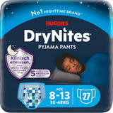 Huggies DryNites Pannolini bagnanti notturni super assorbenti per ragazzi 8-13 anni (30-48 kg) 27 pannolini (3 x 9 pezzi)