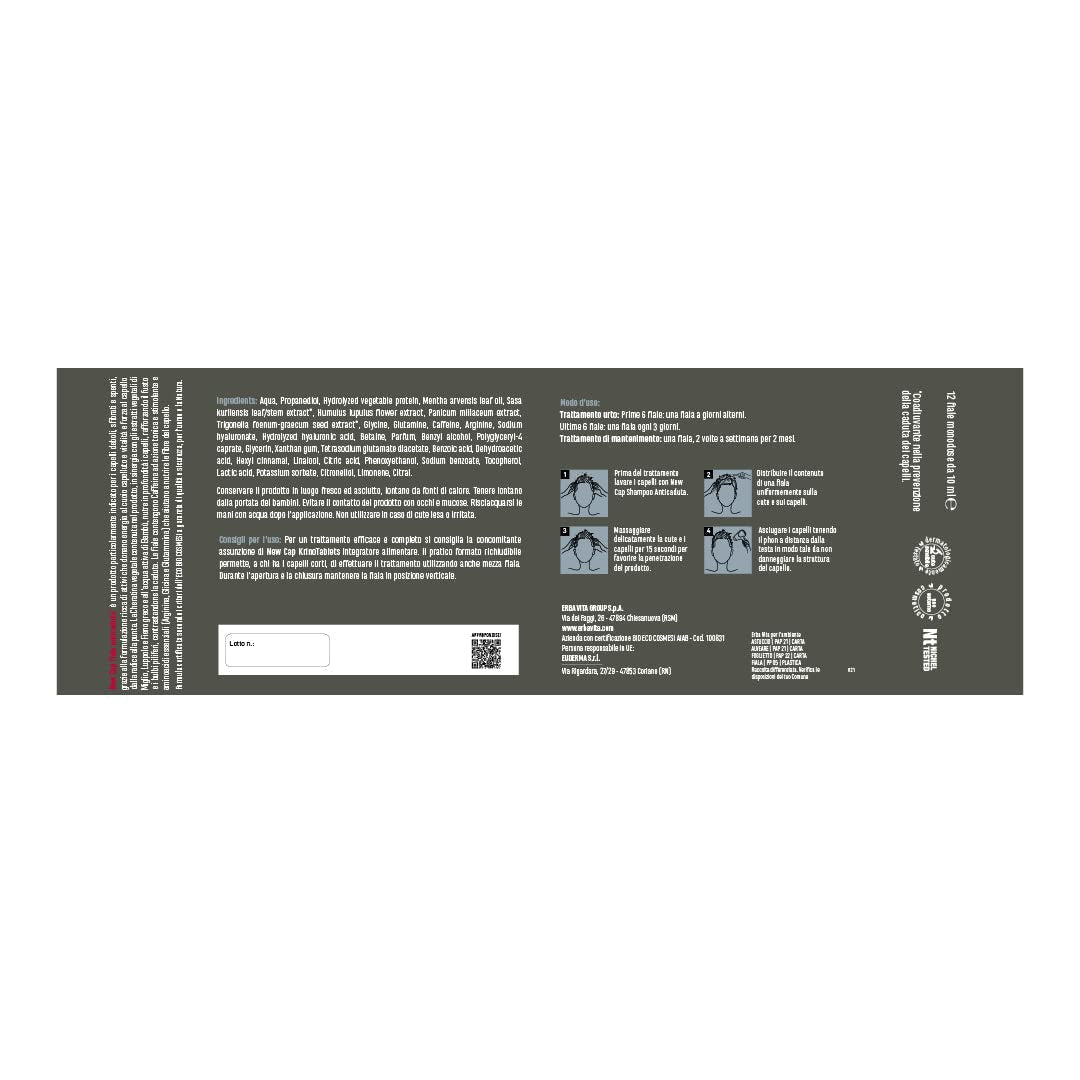Newcap Fiale Anticaduta Prodotto cosmetico per capelli deboli, 12 fiale Cura dei capelli Naty Shop