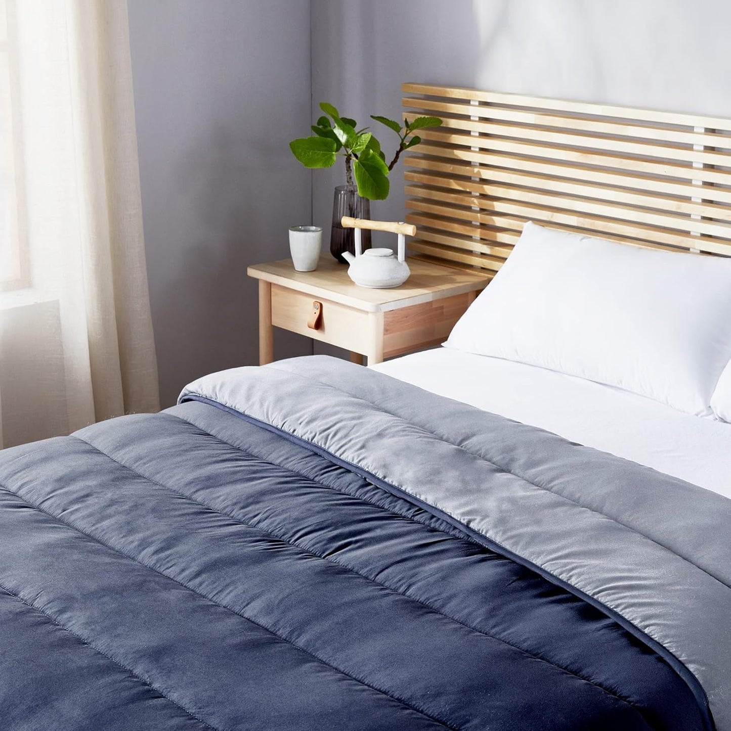 Pikolin Home - Trapunta reversibile 300 G - Imbottitura nordica bicolore - Per letto 135 - Accogliente, calda, traspirante, giallo senape, 220 X 220 Cm Trapunte e trapunte Naty Shop