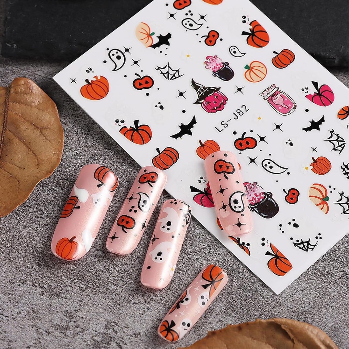 Nagelsticker Halloween, 8 Blätter Halloween Nagelsticker, Kürbis Nail Sticker, Nail Art, Nagel Charms, Nagel Zubehör, Nageldesign, Natale (tipo A)