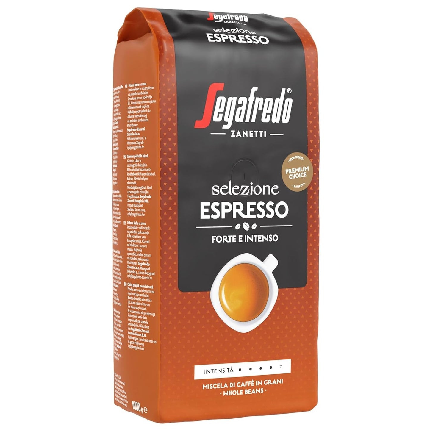 Segafredo Zanetti Selezione Espresso - Chicco intero (confezione da 1kg) - Adatto a tutte le specialità di caffè italiane - Tostatura da media a scura, sapore forte e intenso