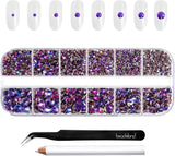 Beadsland 2500 pezzi di vetro per nail art strasssteine ​​​​Kristall Flatback Edelsteine ​​​​Runde, ​​für Handwerk Gemischt 8 Größen SS4 ~ SS30 con picking Pinzette e Stift (Kristall Weiss)